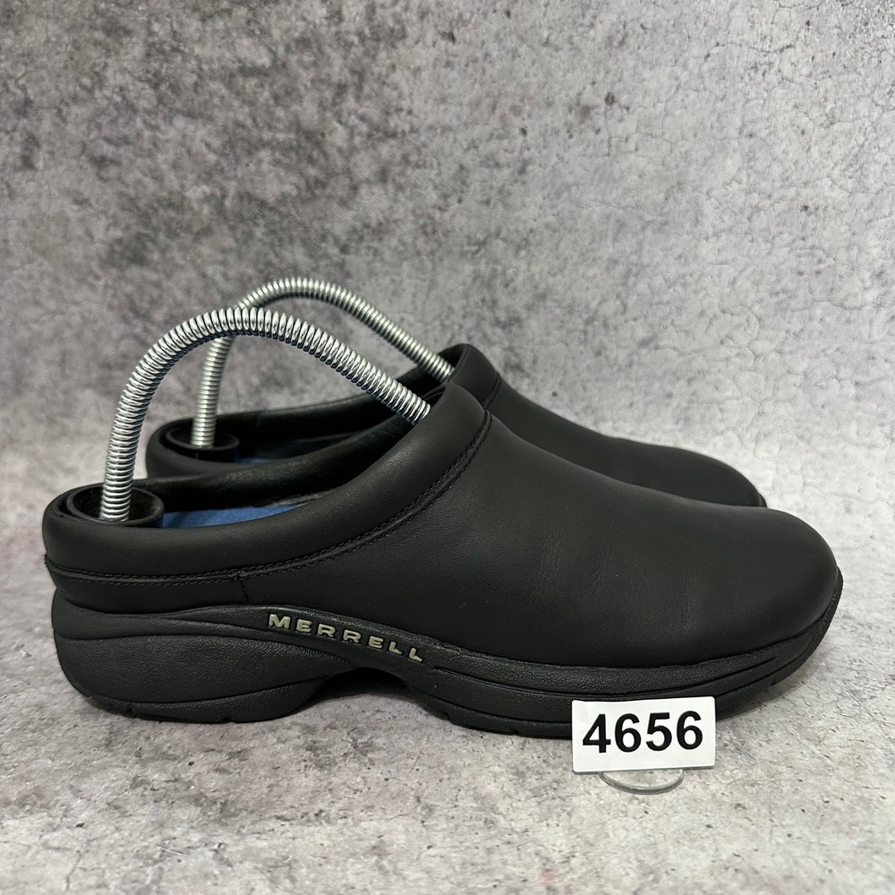 Merrell Encore Gust 2 Clogs Womens 9 Black Leather Slip On Comfort Mules Shoes